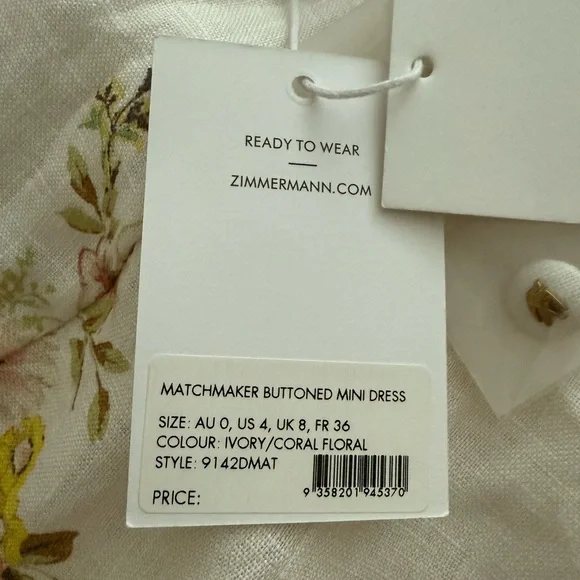 NWT Zimmermann Dress, size 0 - Picture 2 of 5